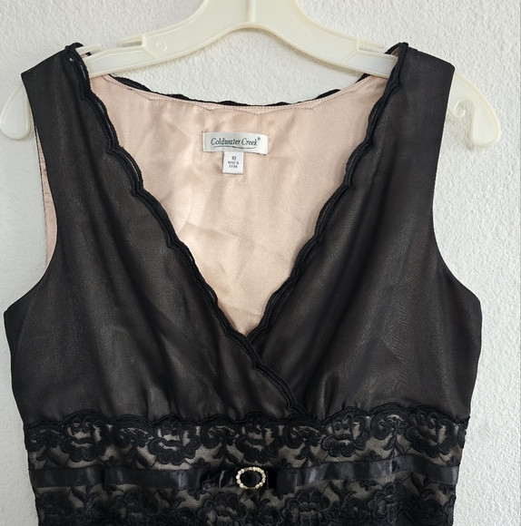 Coldwater Creek Dress Women Sz 10 Black Sleeveless Pleated Fit & Flare Cocktail - Picture 4 of 13